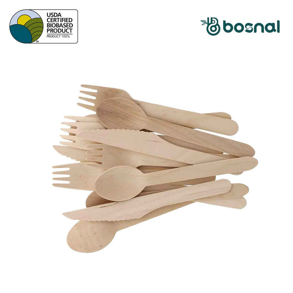 Bosnal – Wooden Disposable Cutlery Set, 6.5 inch, 100 Pcs Bosnal