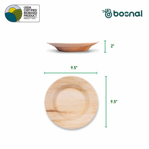 Bosnal - Palm Leaf Biodegradable Bowls, 9.5 inch Round Soup Bowl Bosnal