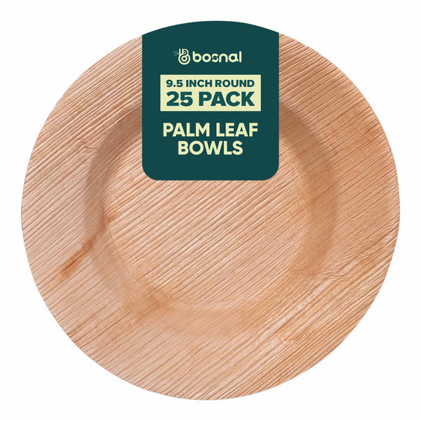 Bosnal - Palm Leaf Biodegradable Bowls, 9.5 inch Round Soup Bowl Bosnal