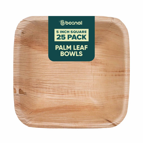 Bosnal - Palm Leaf Biodegradable Bowls, 5 inch, Square Bosnal