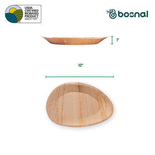 Bosnal - Palm Leaf Biodegradable Plates, 10 inch, Oval Bosnal