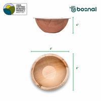 Bosnal - Palm Leaf Bowl, 6 inch, Round , 25 Pcs Bosnal