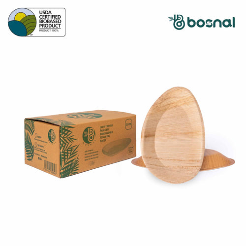 Bosnal - Palm Leaf Biodegradable Plates, 10 inch, Oval Bosnal