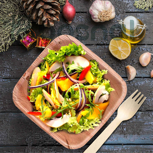 Bosnal - Palm Leaf Biodegradable Bowls, 5 inch, Square Bosnal