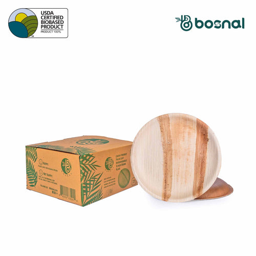 Bosnal - Palm Leaf Biodegradable Plates, 10 inch, Round Bosnal