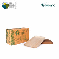 Bosnal - Palm Leaf Biodegradable Plates, 9 x 6 inch Rectangle Bosnal