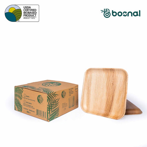 Bosnal - Palm Leaf Biodegradable Plates, 10 inch, Square Bosnal