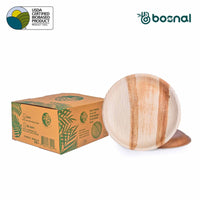 Bosnal - Palm Leaf Biodegradable Plates, 9 inch, Round Bosnal