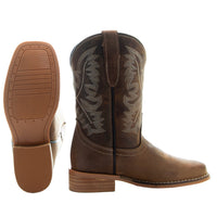 Soto Boots Brown Square Toe Kids Western Boots | Kids Western Dance Boots (K3004)