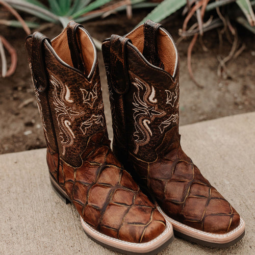 Soto Boots Soto Boots Kids Pirarucu Print Cowboy Boots K4008