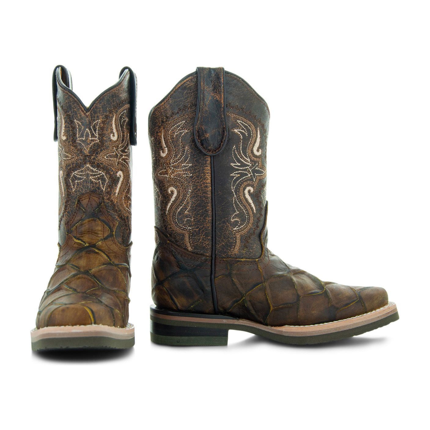 Soto Boots Soto Boots Kids Pirarucu Print Cowboy Boots K4008