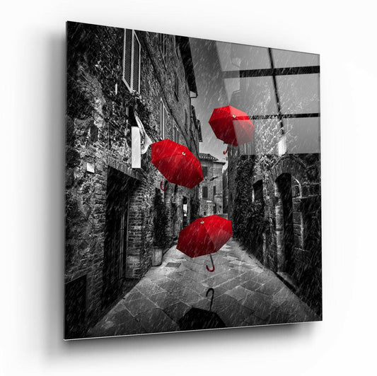 Insigneart USA Insigneart USA Red Umbrella Glass Wall Art