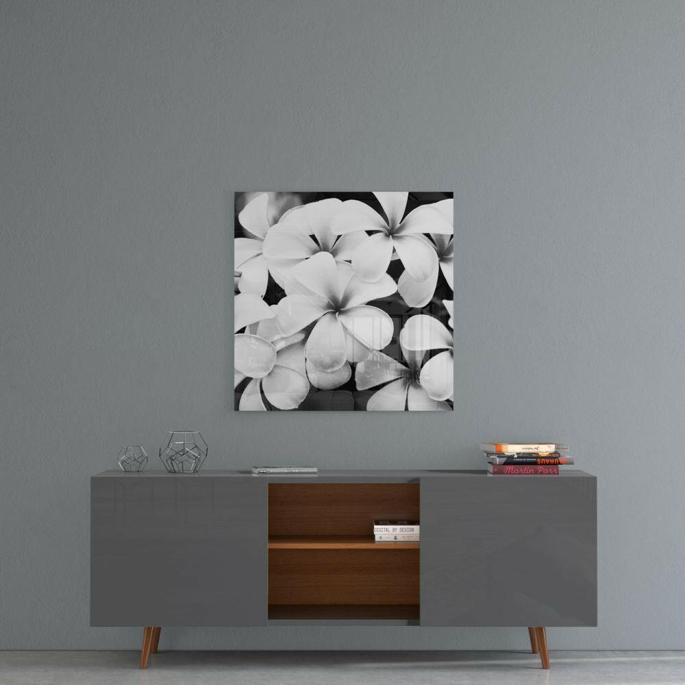 Insigneart USA Insigneart USA Black and White Flowers Glass Wall Art