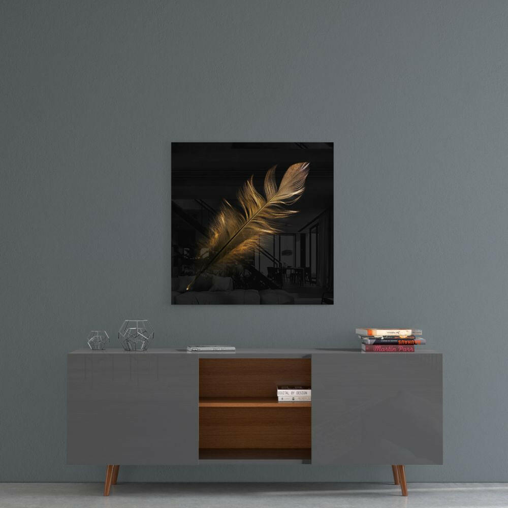 Insigneart USA Insigneart USA Colored Feather Glass Wall Art