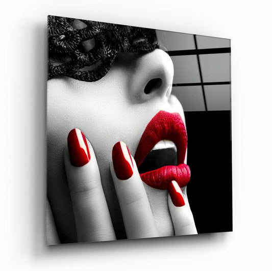 Insigneart USA Insigneart USA Red Lipstick Woman Glass Wall Art