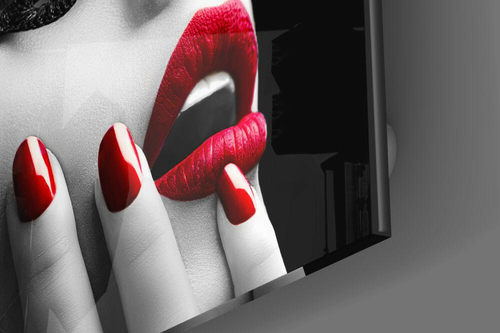 Insigneart USA Insigneart USA Red Lipstick Woman Glass Wall Art