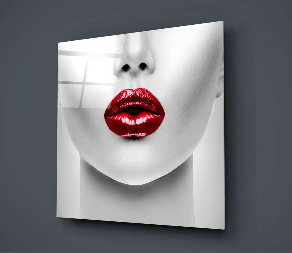 Insigneart USA Insigneart USA Red Lipstick Woman Glass Wall Art
