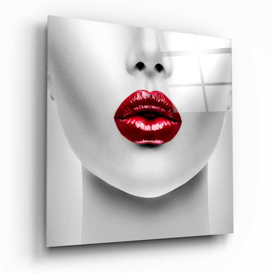 Insigneart USA Insigneart USA Red Lipstick Woman Glass Wall Art