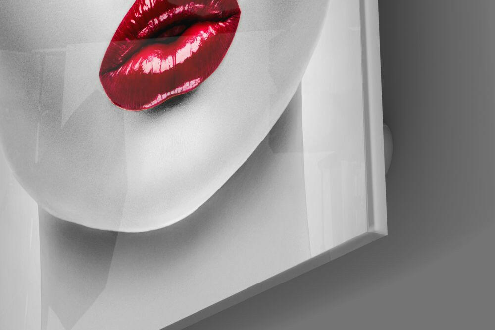 Insigneart USA Insigneart USA Red Lipstick Woman Glass Wall Art