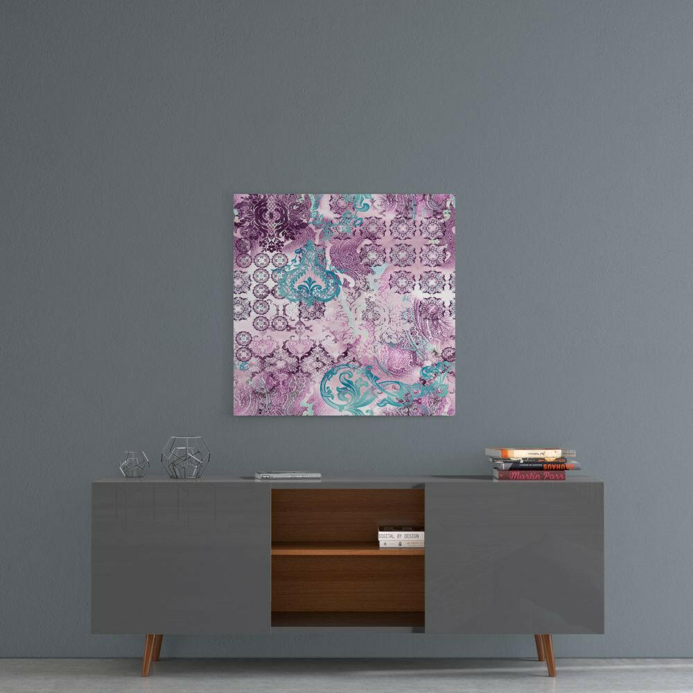 Insigneart USA Insigneart USA Purple Damask Glass Wall Art