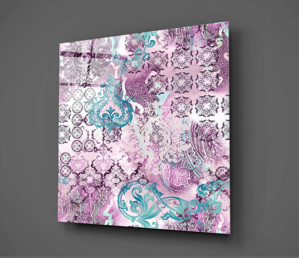 Insigneart USA Insigneart USA Purple Damask Glass Wall Art