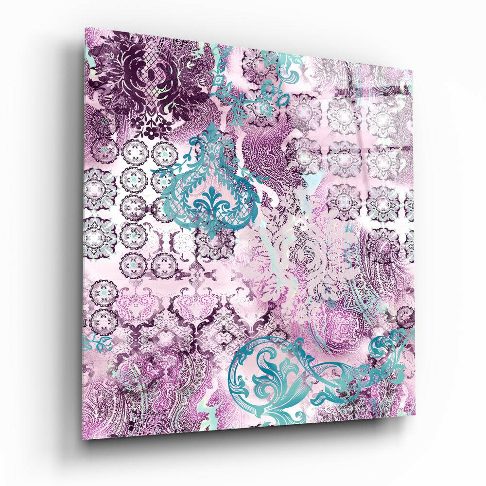 Insigneart USA Insigneart USA Purple Damask Glass Wall Art