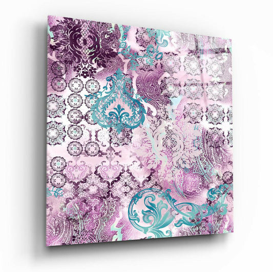 Insigneart USA Insigneart USA Purple Damask Glass Wall Art