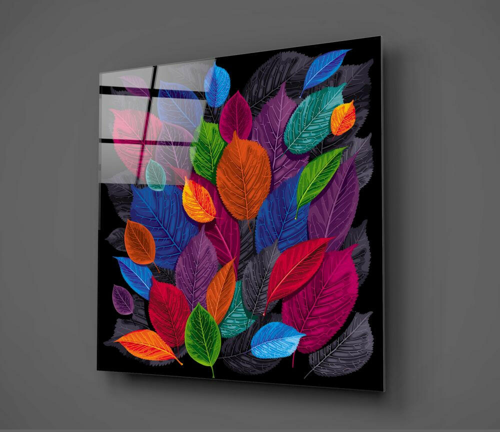 Insigneart USA Insigneart USA Colorful Leaves Glass Wall Art