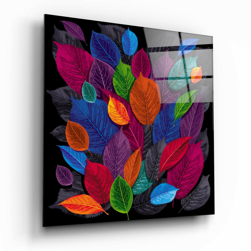 Insigneart USA Insigneart USA Colorful Leaves Glass Wall Art