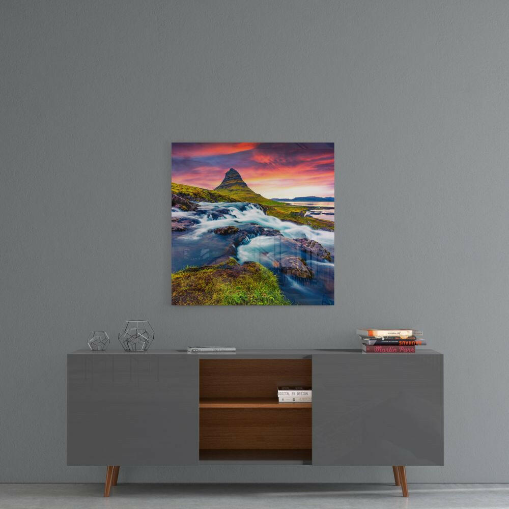 Insigneart USA Insigneart USA Mountain River Landscape Glass Wall Art