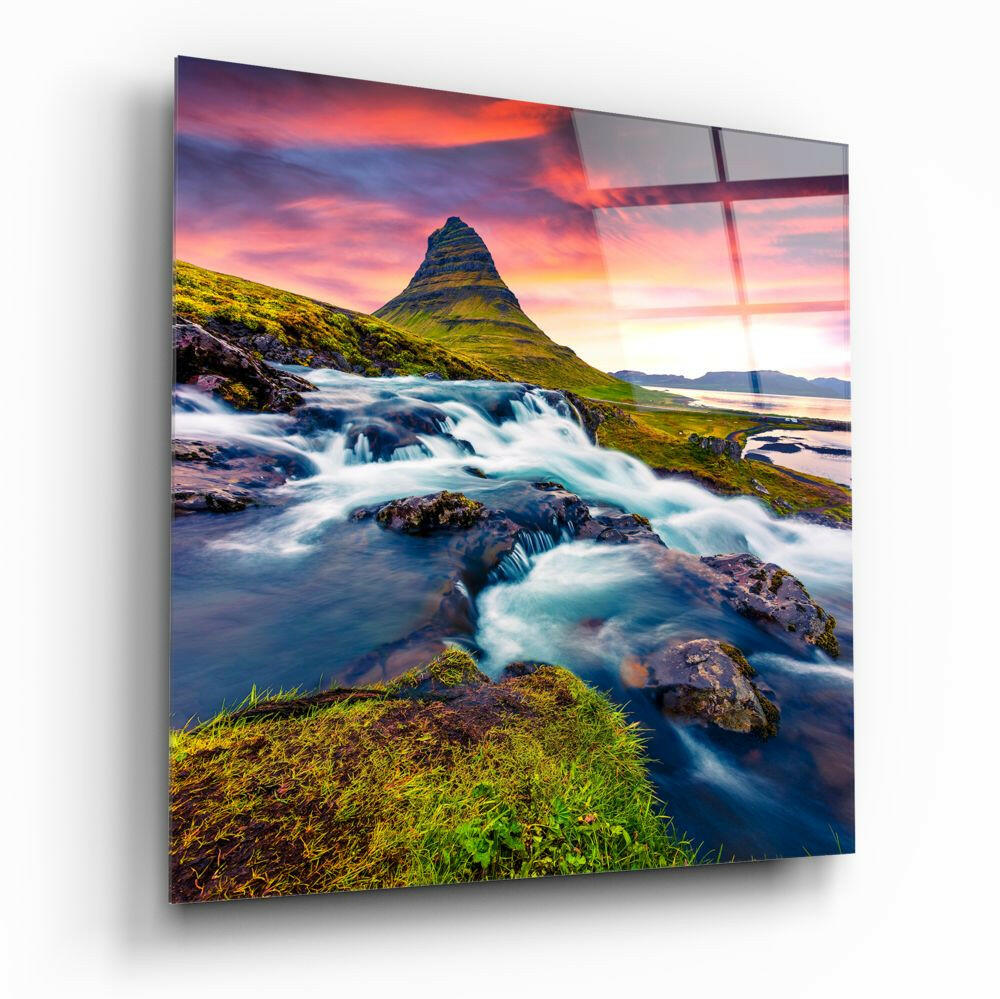 Insigneart USA Insigneart USA Mountain River Landscape Glass Wall Art