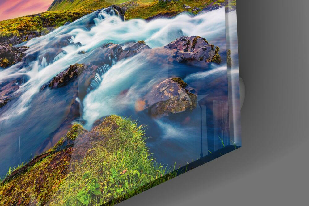 Insigneart USA Insigneart USA Mountain River Landscape Glass Wall Art