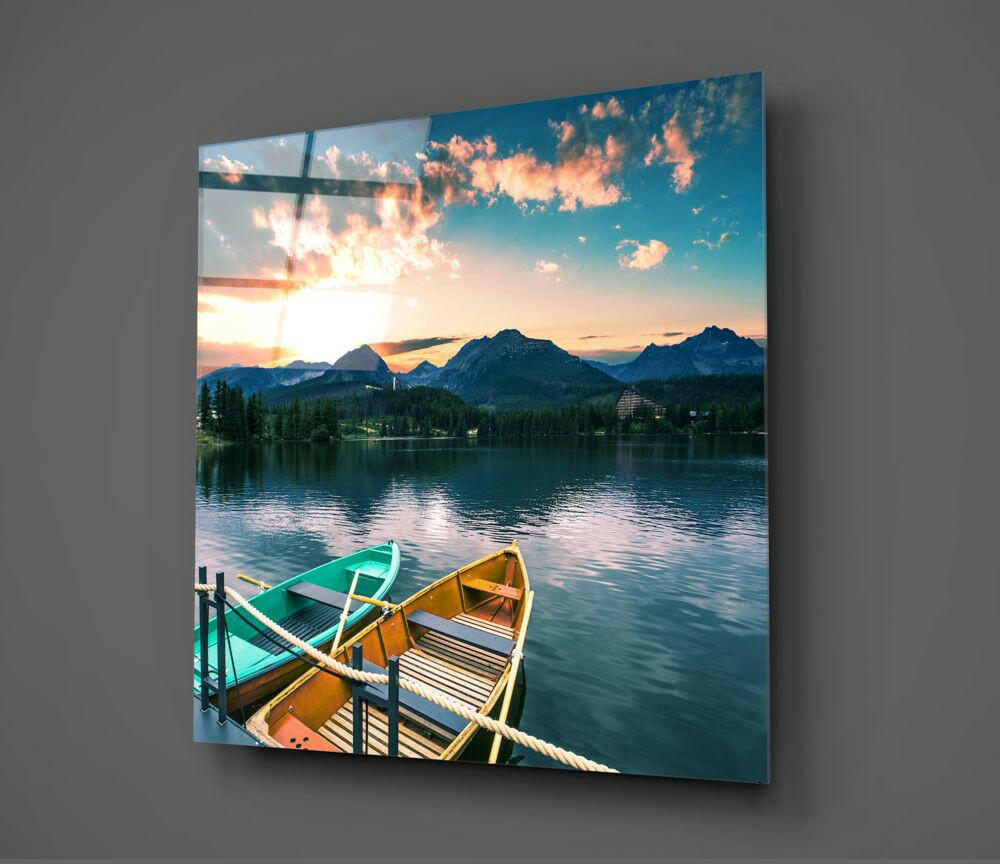 Insigneart USA Insigneart USA Lake and Mountain Landscape Glass Wall Art