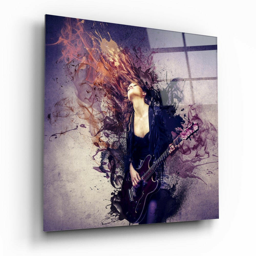 Insigneart USA Insigneart USA Woman and Guitar Glass Wall Art