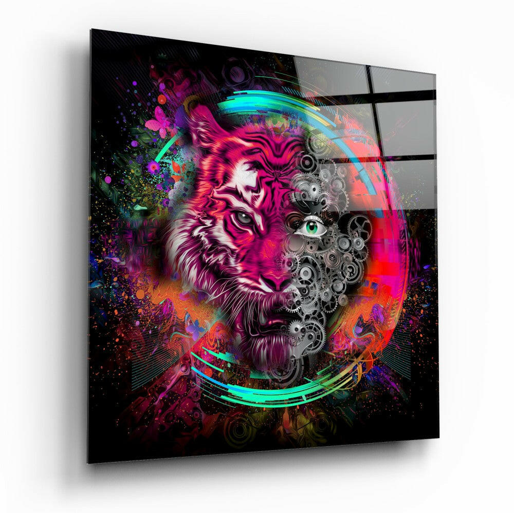 Machine Tiger Glass Wall Art Insigneart USA