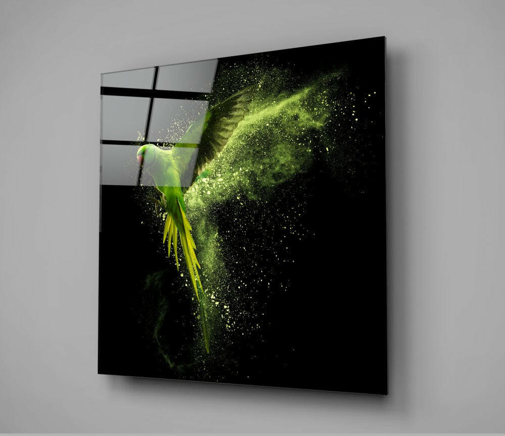 Insigneart USA Insigneart USA Green Parrot Glass Wall Art