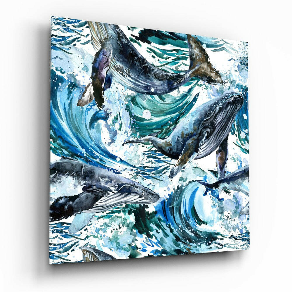 Insigneart USA Insigneart USA Dance of the Whales Glass Wall Art