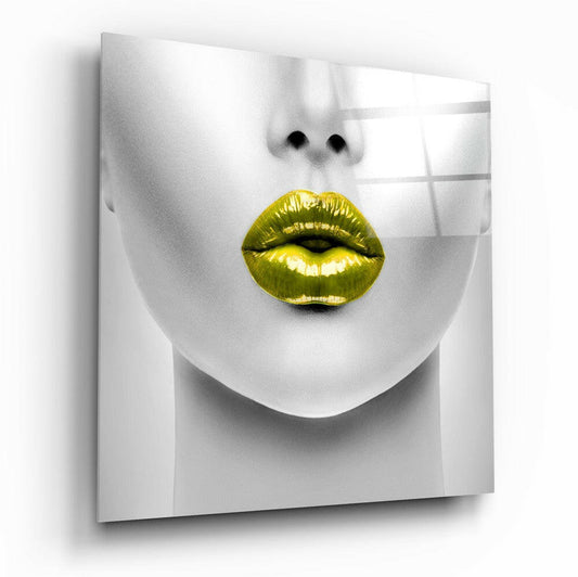 Insigneart USA Insigneart USA Gold Lips Glass Wall Art