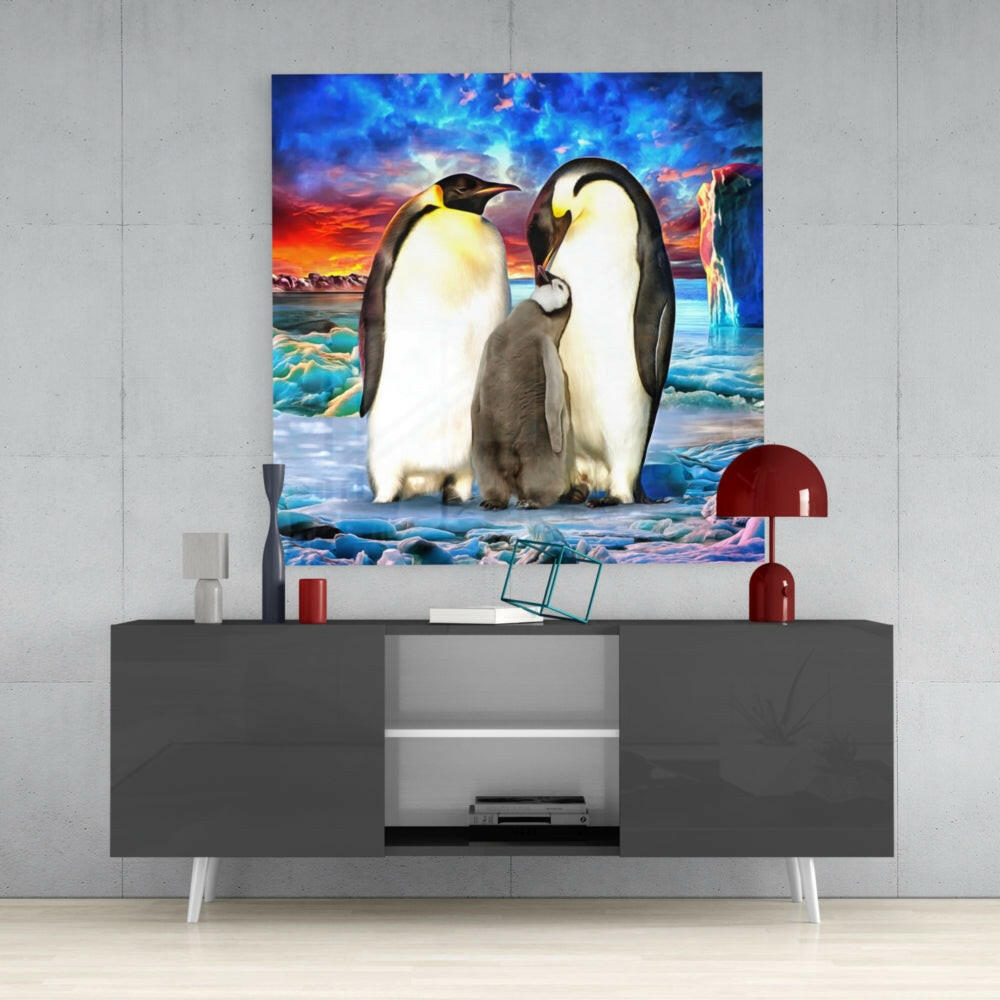 Insigneart USA Insigneart USA Penguin Family Glass Wall Art