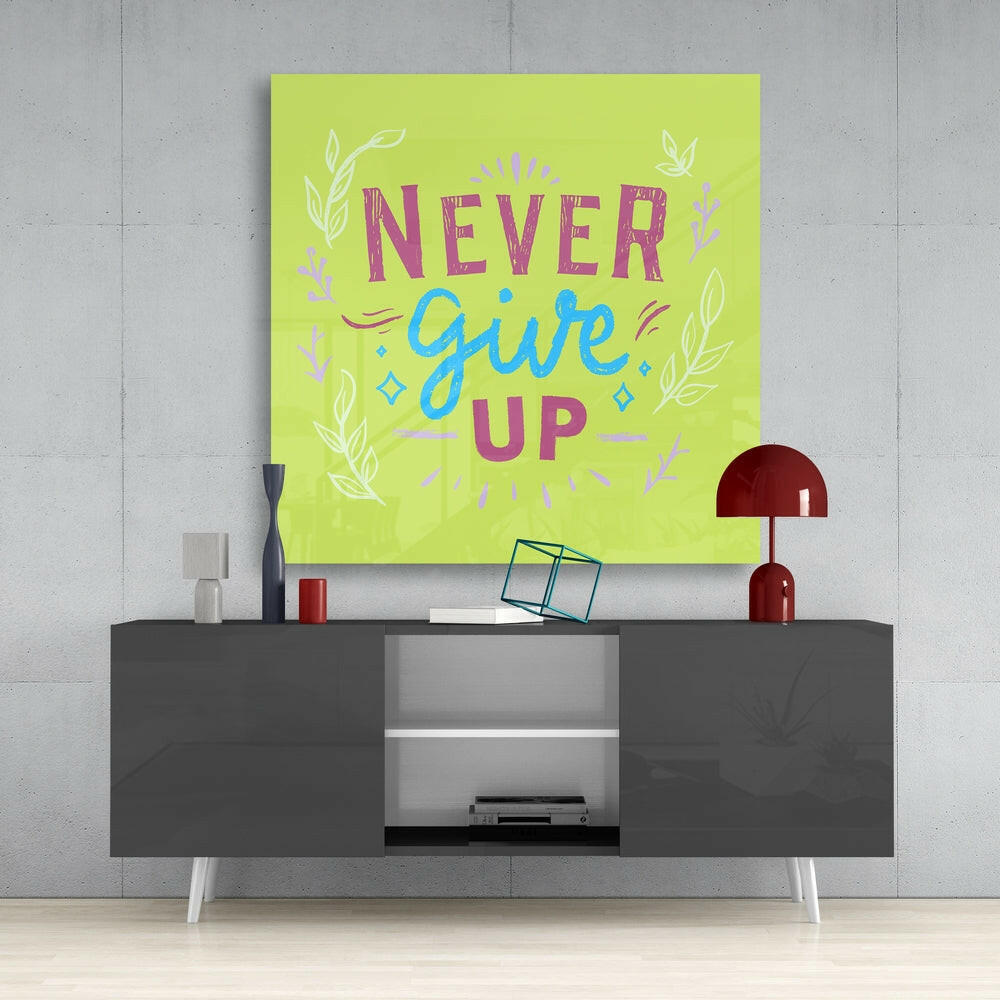Insigneart USA Insigneart USA “Never Give Up” Glass Wall Art