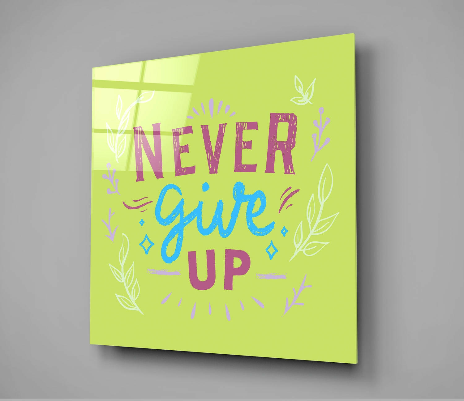 Insigneart USA Insigneart USA “Never Give Up” Glass Wall Art