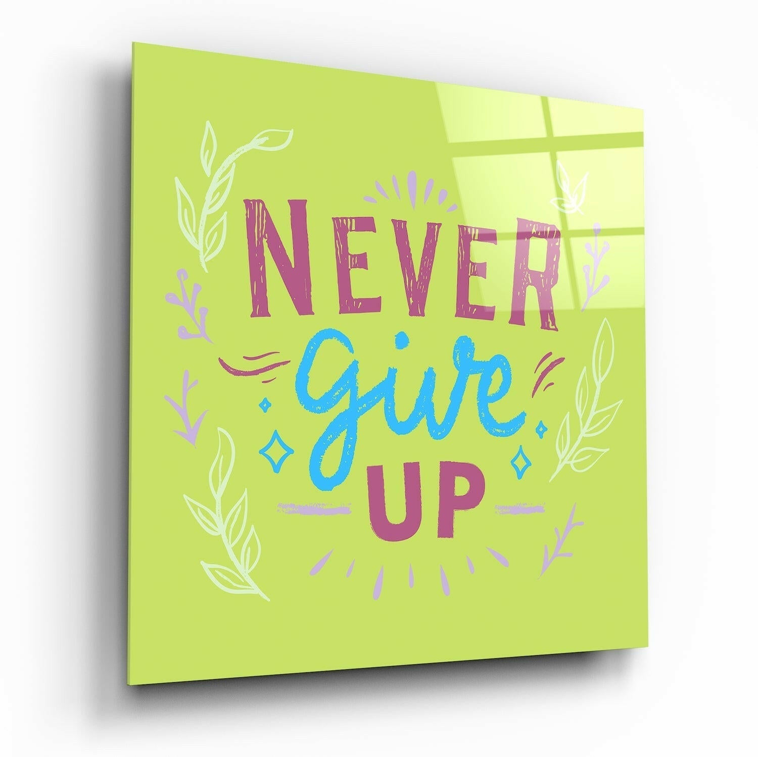 Insigneart USA Insigneart USA “Never Give Up” Glass Wall Art