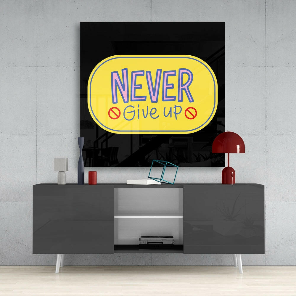 Insigneart USA Insigneart USA “Never Give Up” Glass Wall Art