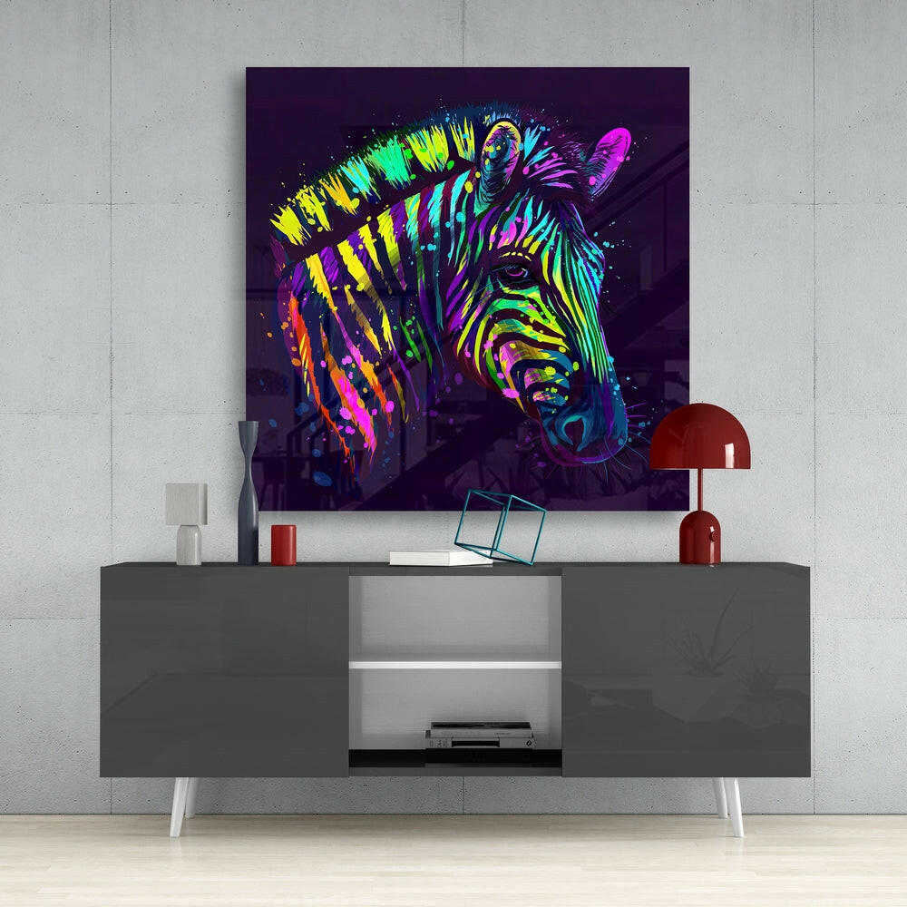 Insigneart USA Insigneart USA Colorful Zebra Glass Wall Art