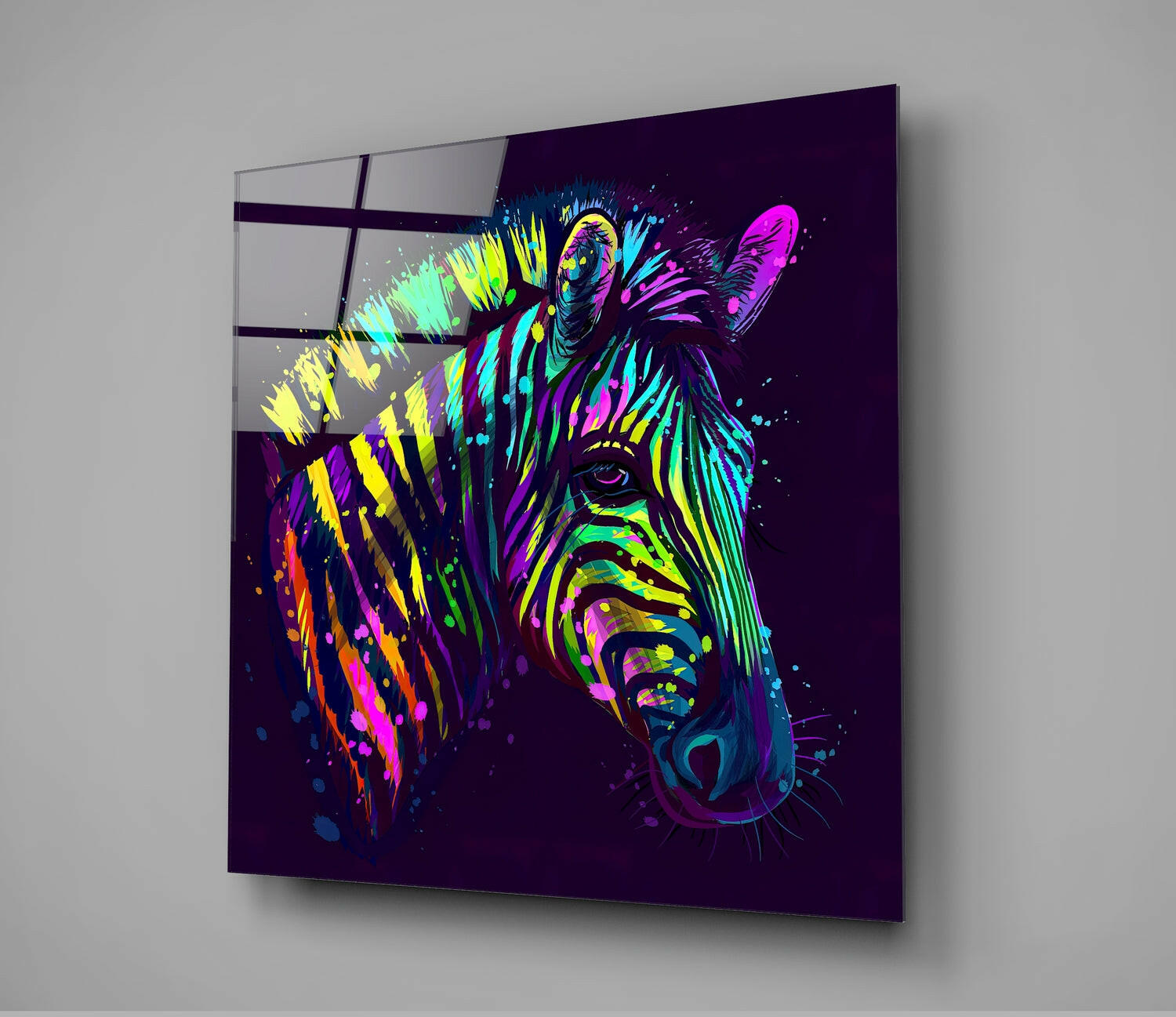 Insigneart USA Insigneart USA Colorful Zebra Glass Wall Art