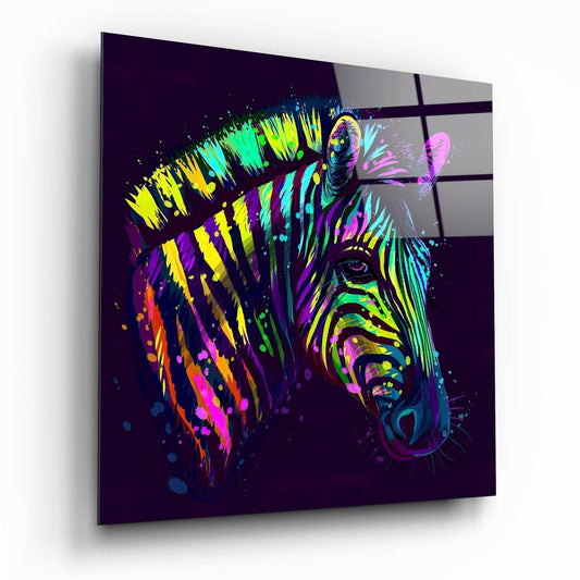 Insigneart USA Insigneart USA Colorful Zebra Glass Wall Art