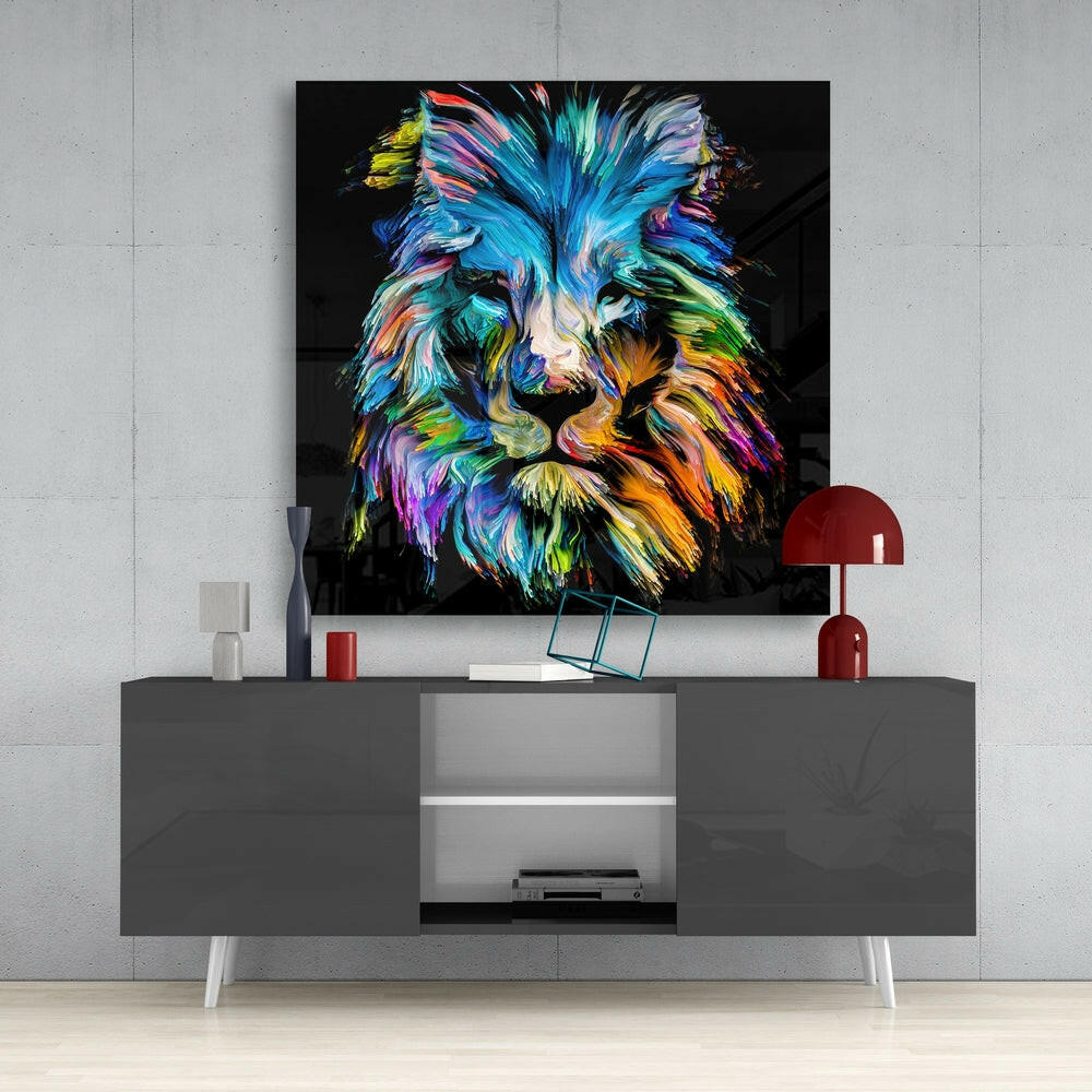 Insigneart USA Insigneart USA Blue Lion Glass Wall Art