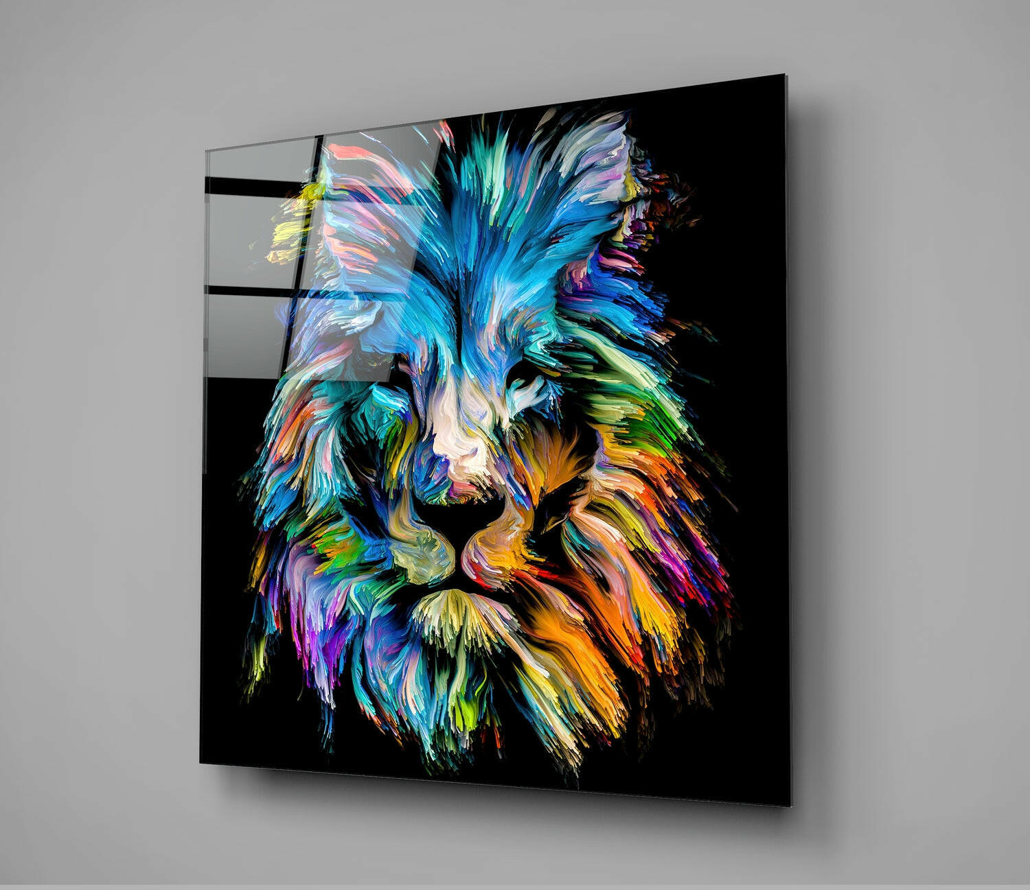 Insigneart USA Insigneart USA Blue Lion Glass Wall Art