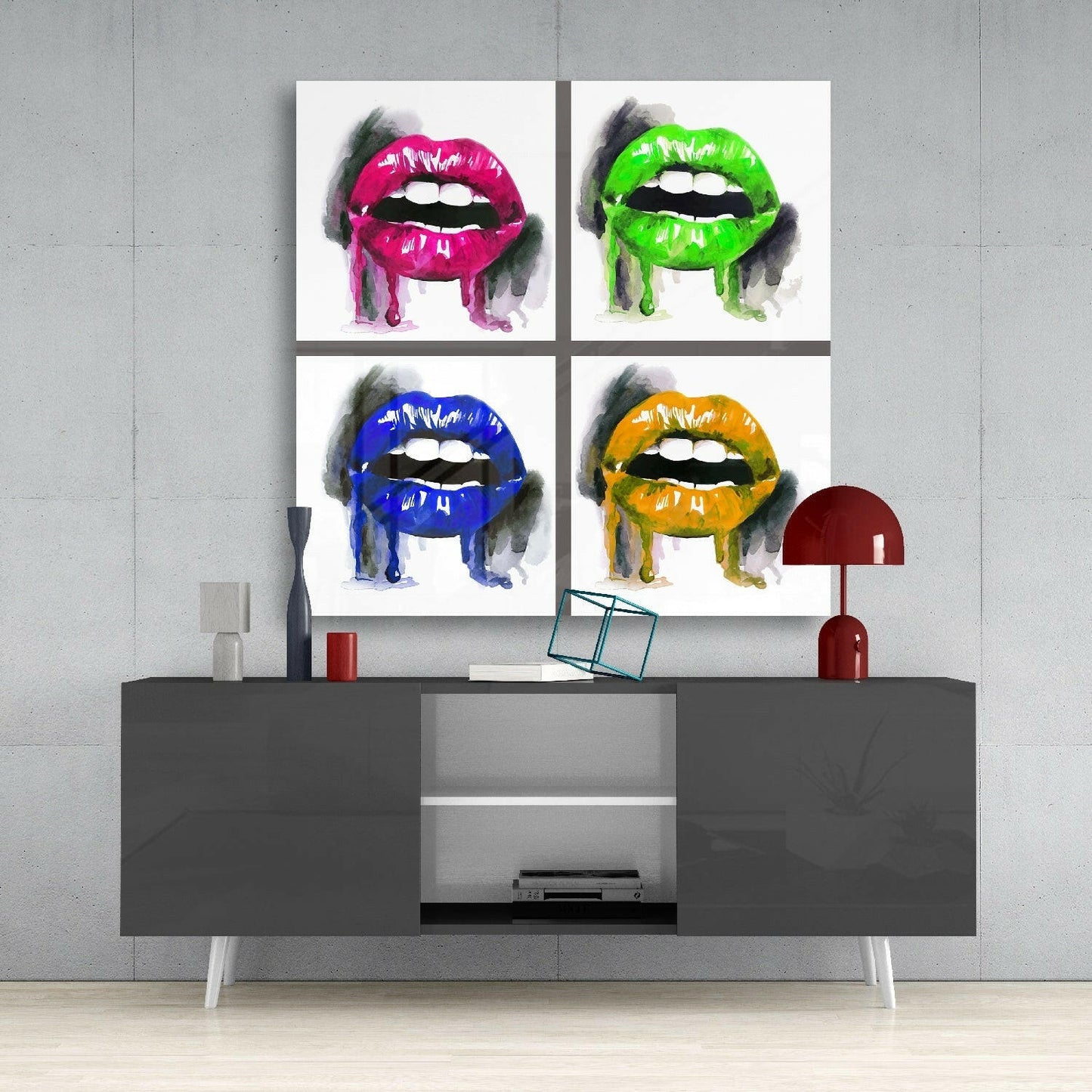 Insigneart USA Insigneart USA Colored Lips Glass Wall Art