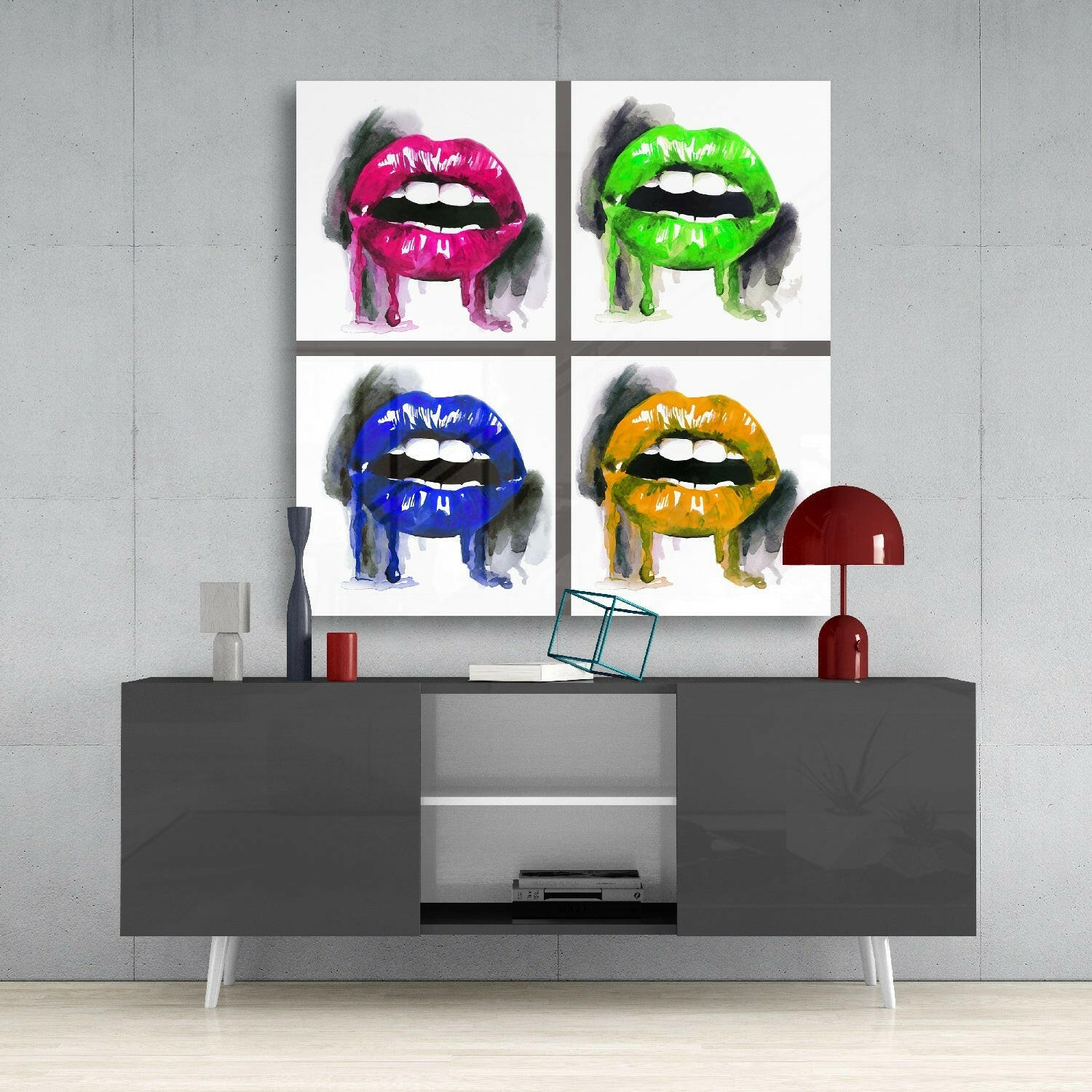 Insigneart USA Insigneart USA Colored Lips Glass Wall Art